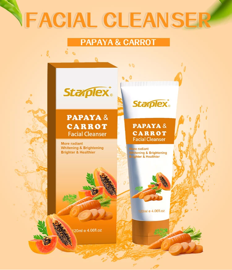 Natural Face Wash Facial Cleanser for Sensitive Skin Papaya Carrot Vegan Oil Control Mild Clean Face Wash