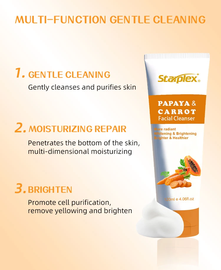 Natural Face Wash Facial Cleanser for Sensitive Skin Papaya Carrot Vegan Oil Control Mild Clean Face Wash